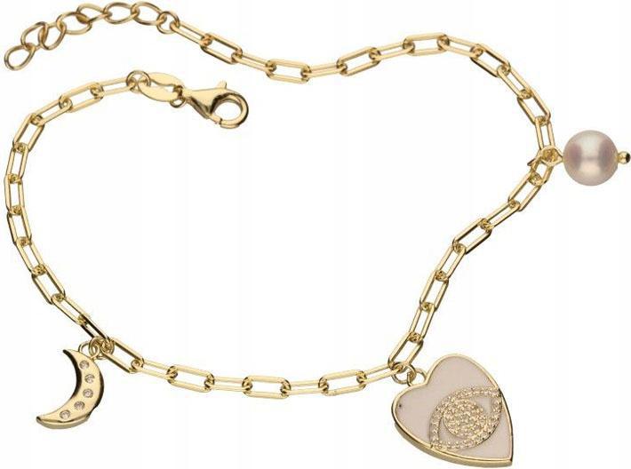 Stříbrný pozlacená náramek 925 s přívěsky 4,00, moderní módní vzor