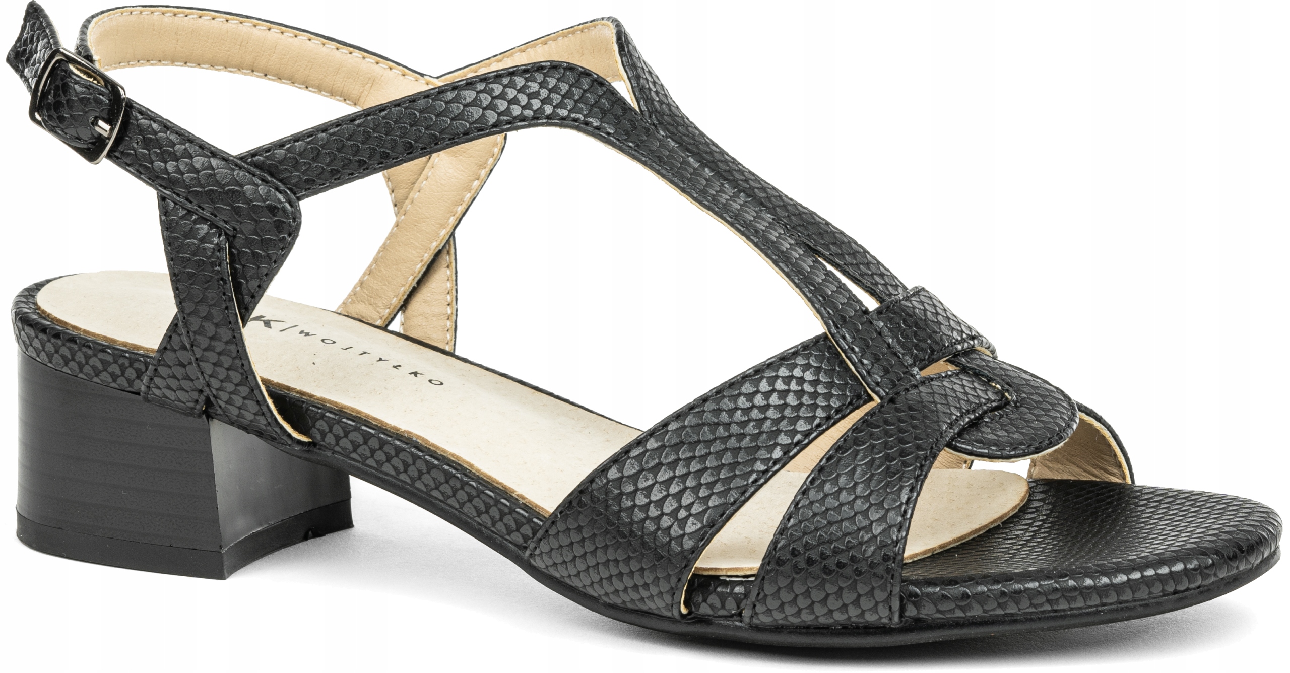 Dámské sandály z černé kůže s klasickou hadí přezkou Wojtyłko 39