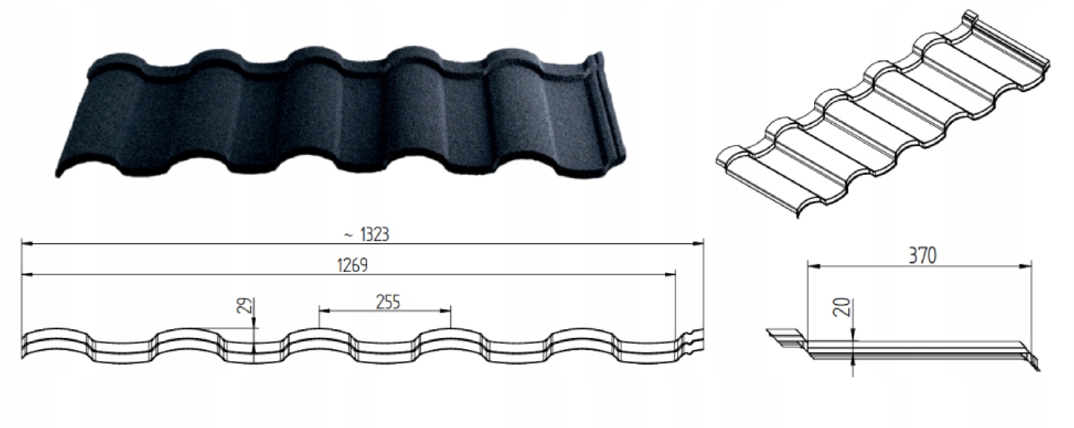 Blacha z posypką MISTRAL kamień HEMATIT Grafit Grubość 0.5 mm