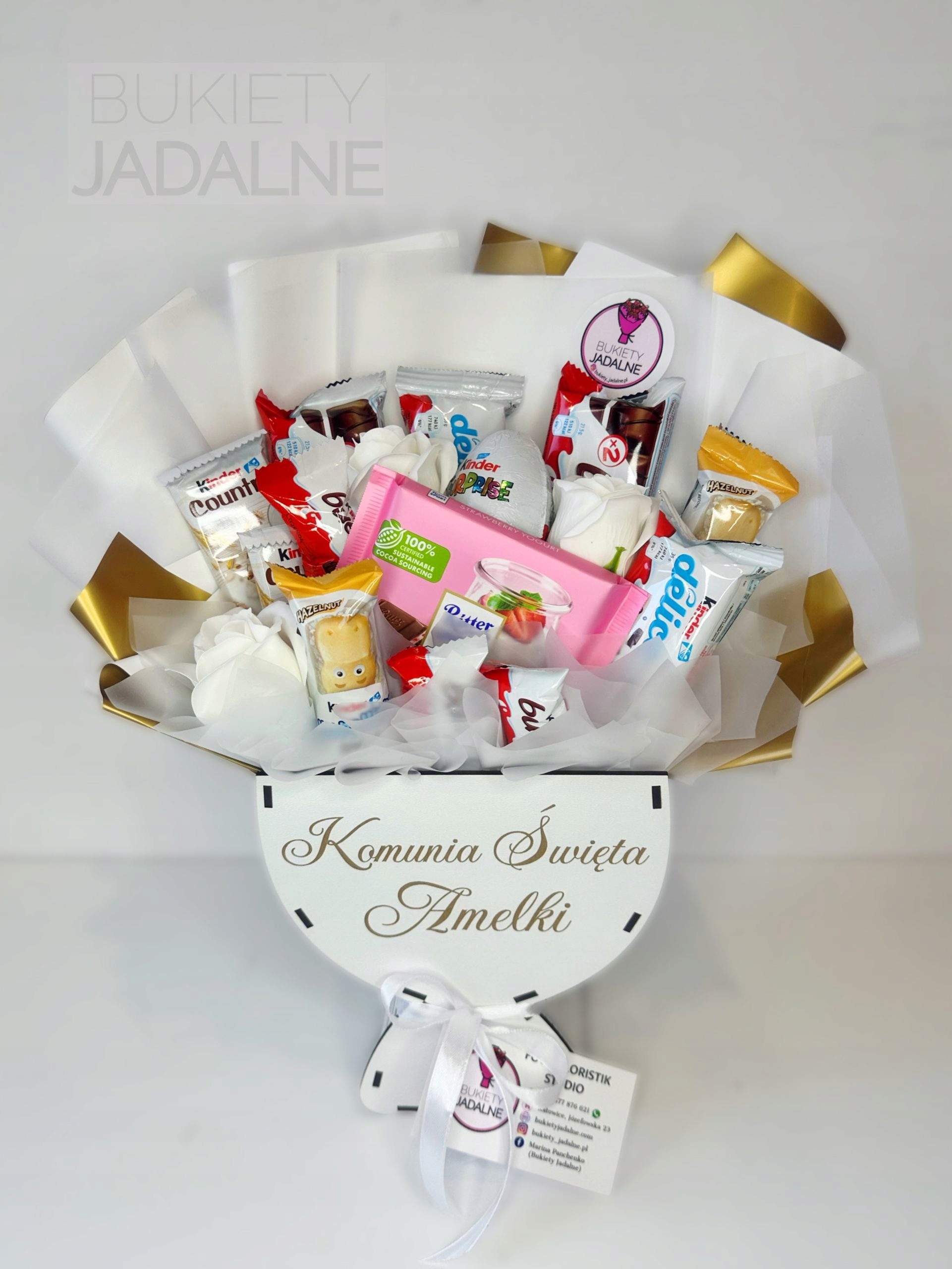 Krabička se sladkostmi, personalizovaný kalich na svaté přijímání