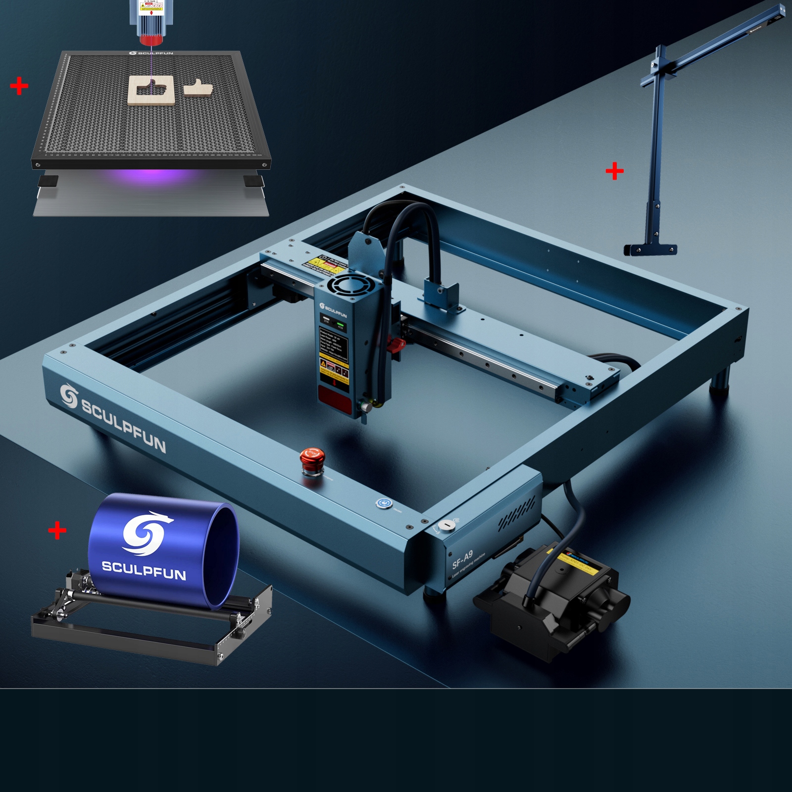 Laserová Gravírka Nastavitelná nová Sculpfun SF-A9 20-24W/40-48W Kompletní sada