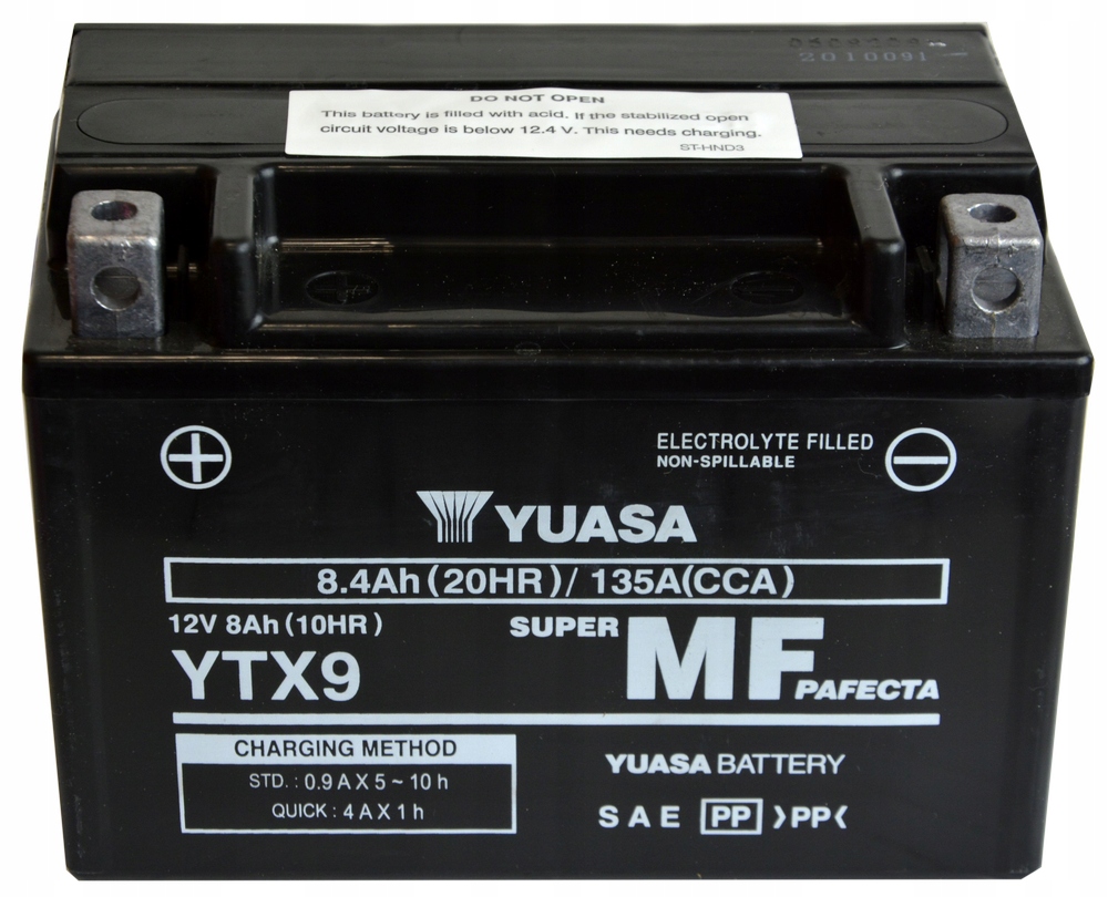 

Yuasa YTX9-BS 12V 8,4 Ah 135A L+