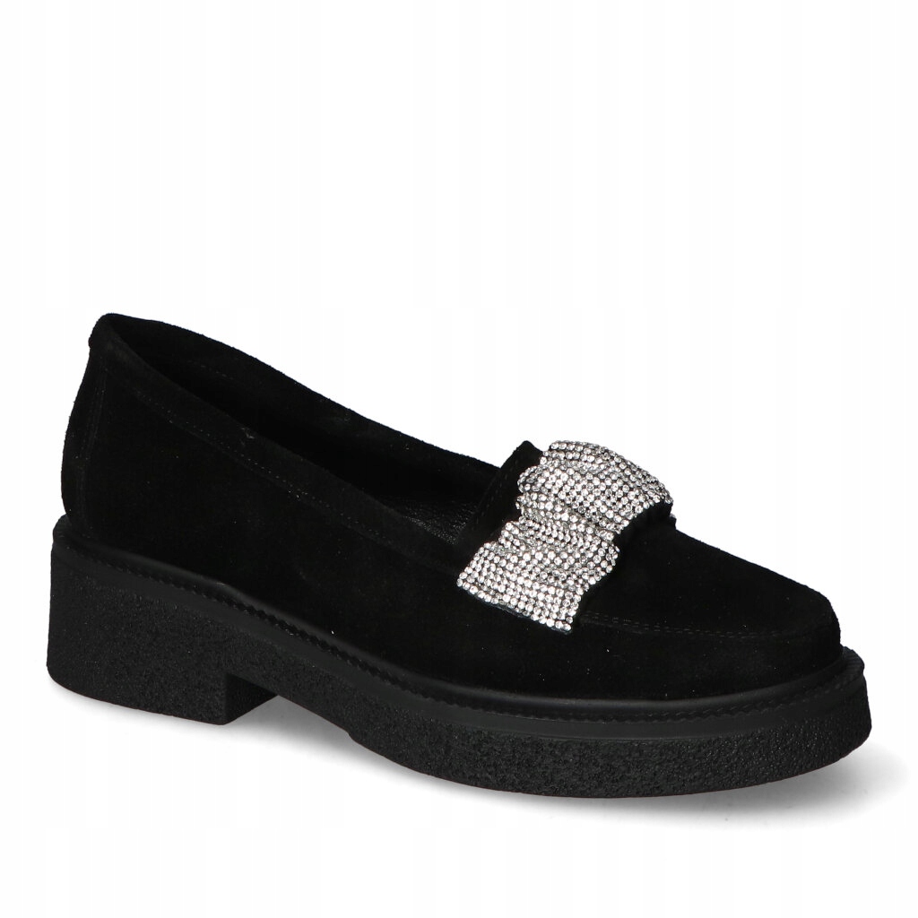 Dámské mokasíny Polobotky Lewski Černé Semišové s ozdobou 37