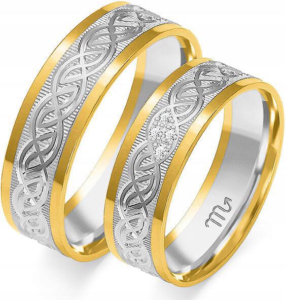 Zlatý snubní prsten s gravírováním pro svatba 14K 585 vel. 8 9 10 dámský svatební prsten pro muže 14k
