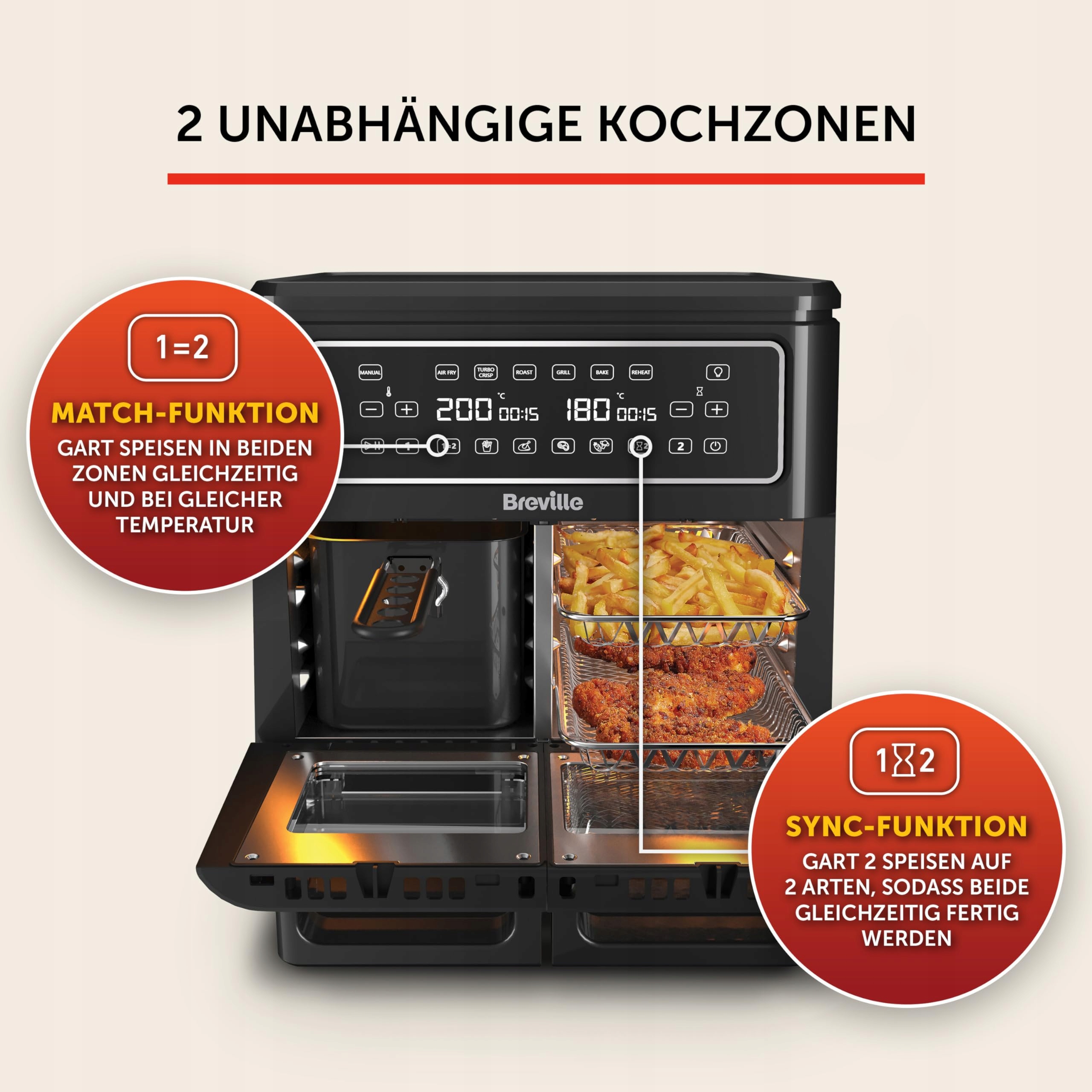 BREVILLE Frytkownica Halo Flexi 11L Cyfrowa Podwójna Komora 2400W Wersja 2 — miniatura 4