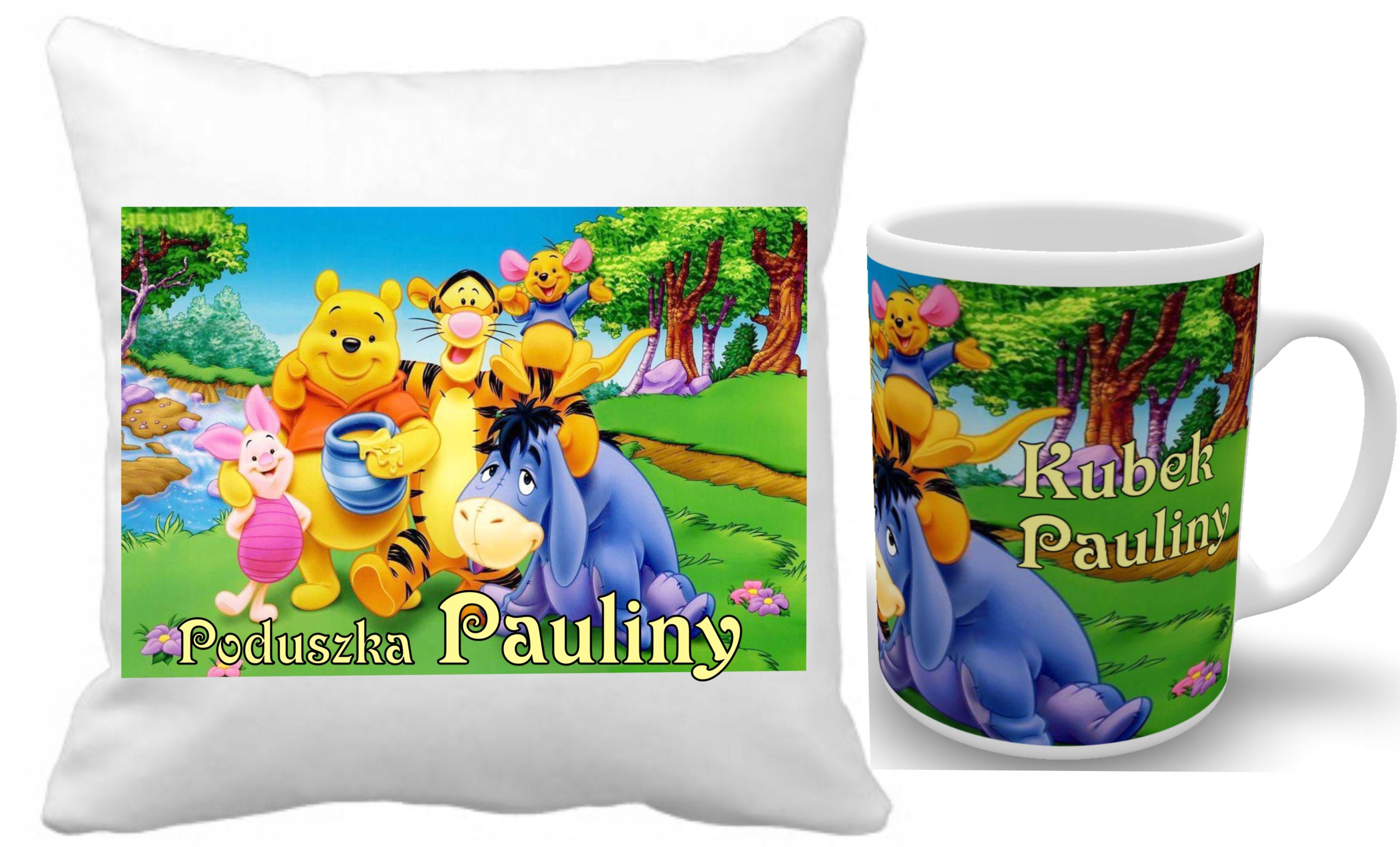 KUBUŚ PUCHATEK ZESTAW PODUSZKA+KUBEK+IMIĘ