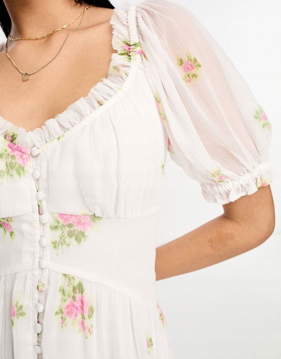 SUKIENKA ASYMETRYCZNA W KWIATY XS 247 Marka bez marki