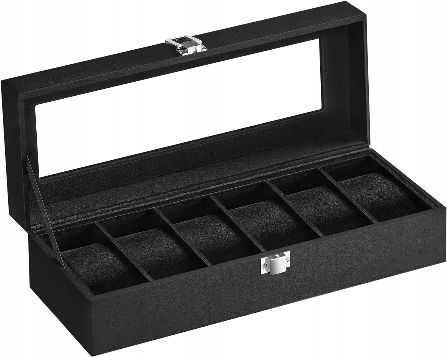 Krabička Krabička Na 6 Hodinek Elegantní Pu Kůže Černá Samet 30 CM