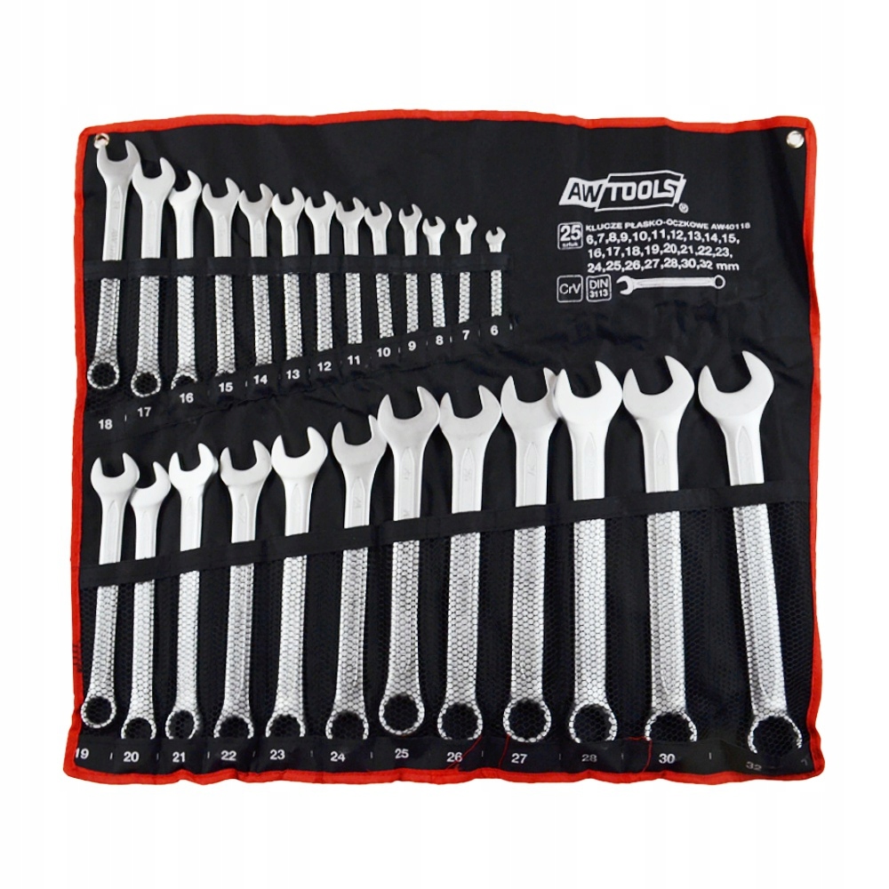 Plocho-očkový Kľúč sada 25 ks 6 mm-32 mm Black Line Awtools