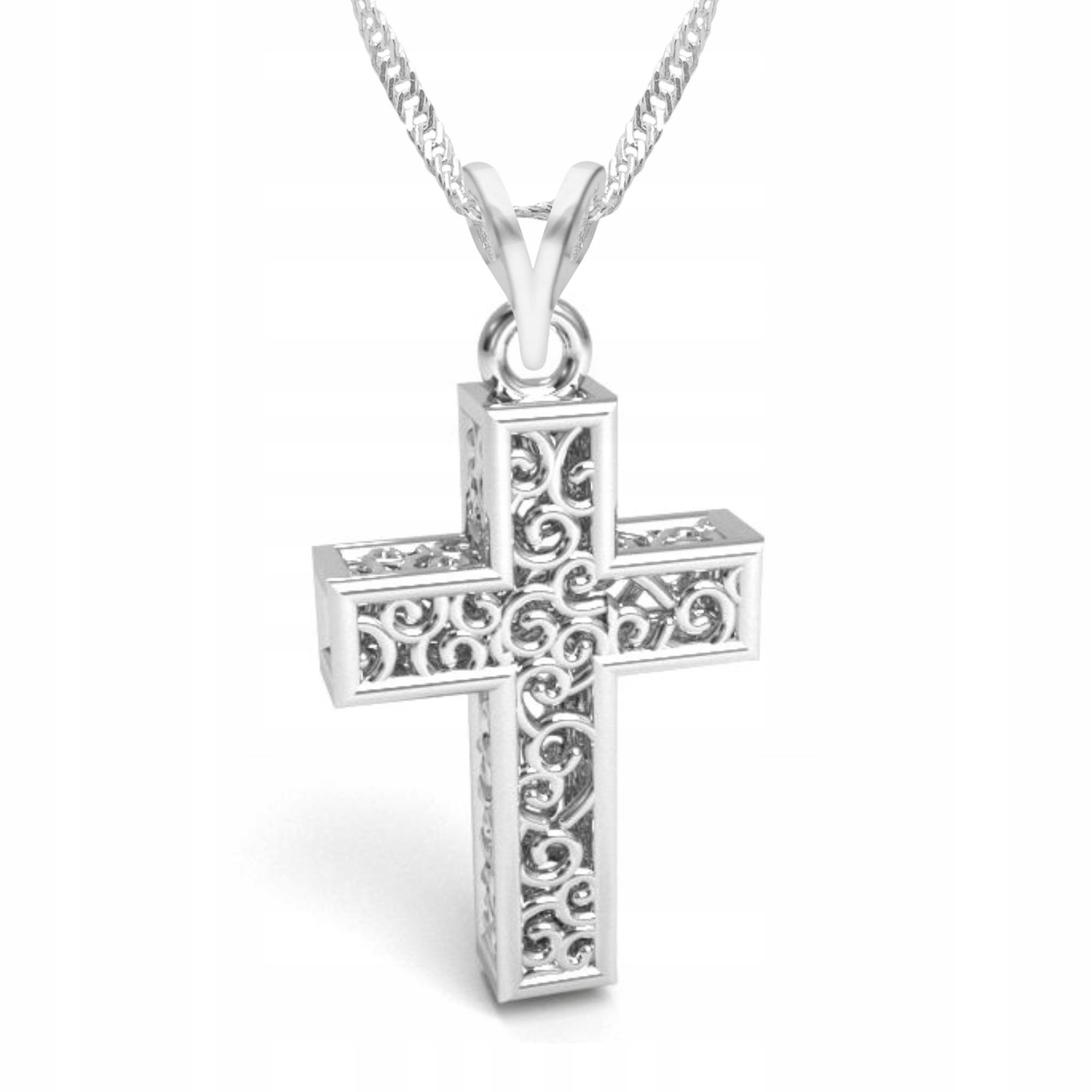 Stříbrný náhrdelník Náboženský křížek Modlitba Víra Cross Stříbro 925