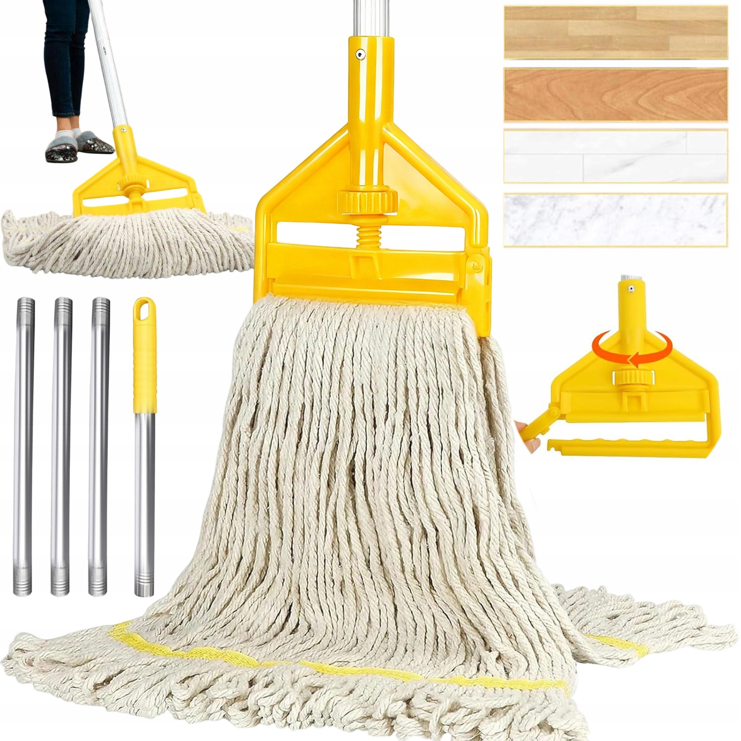 Levně Bavlněný Provázkový Mop Zabraňuje Uvolnění Dříku 147 CM Savý, Odolný