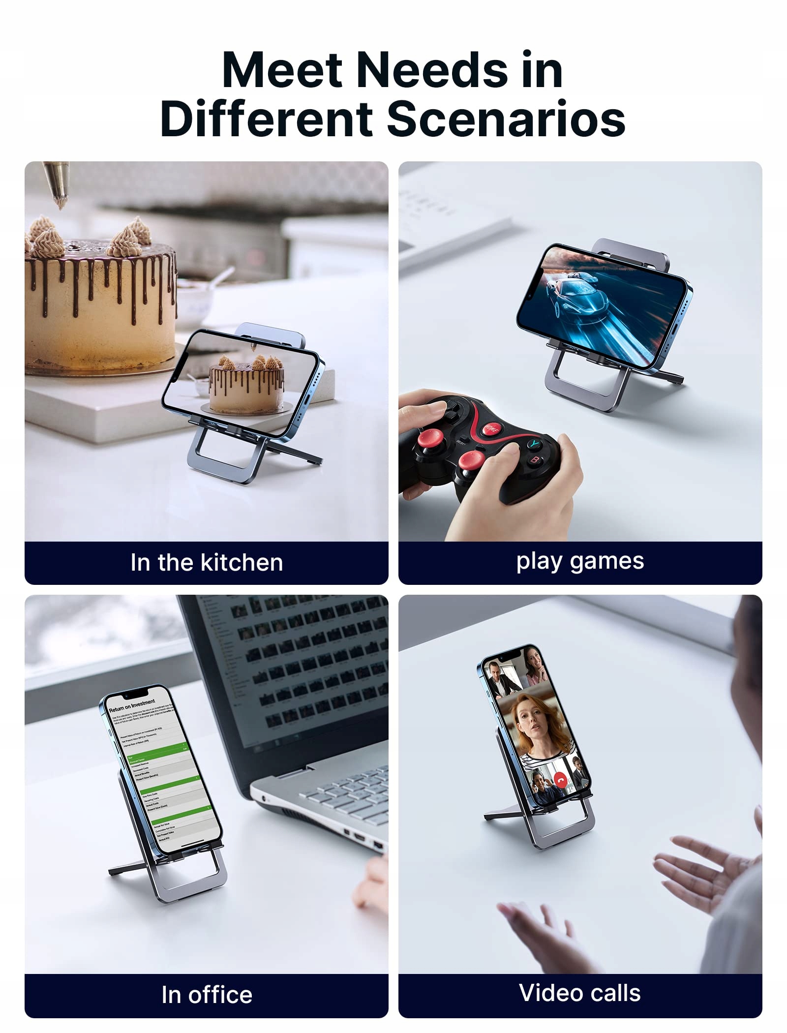JSAUX Składany Aluminiowy Stojak Na Telefon Kompatybilny Z iPhone Samsung — miniatura 4