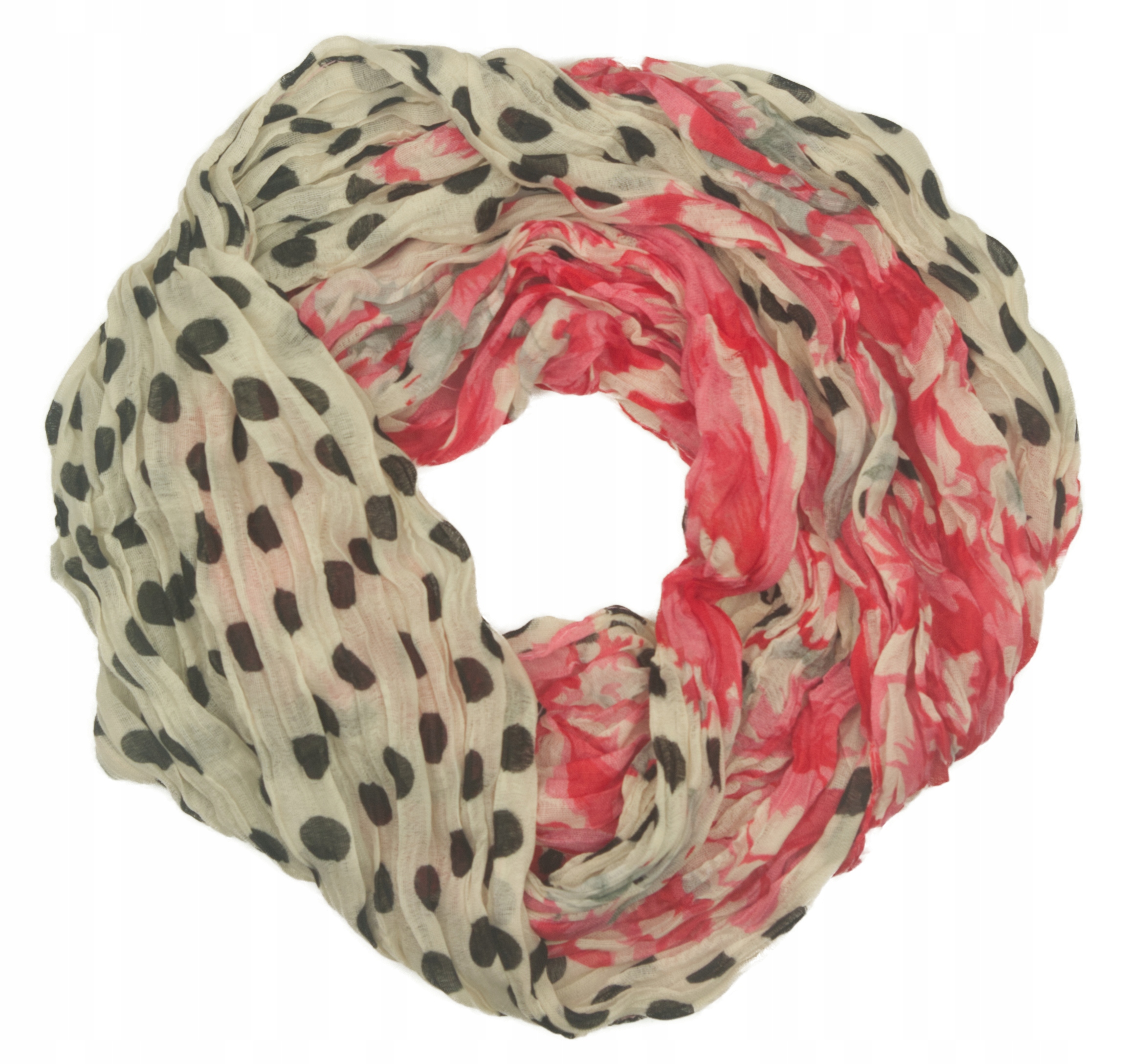 

Mały Komin szalik beżowy w groszki kwiaty 506