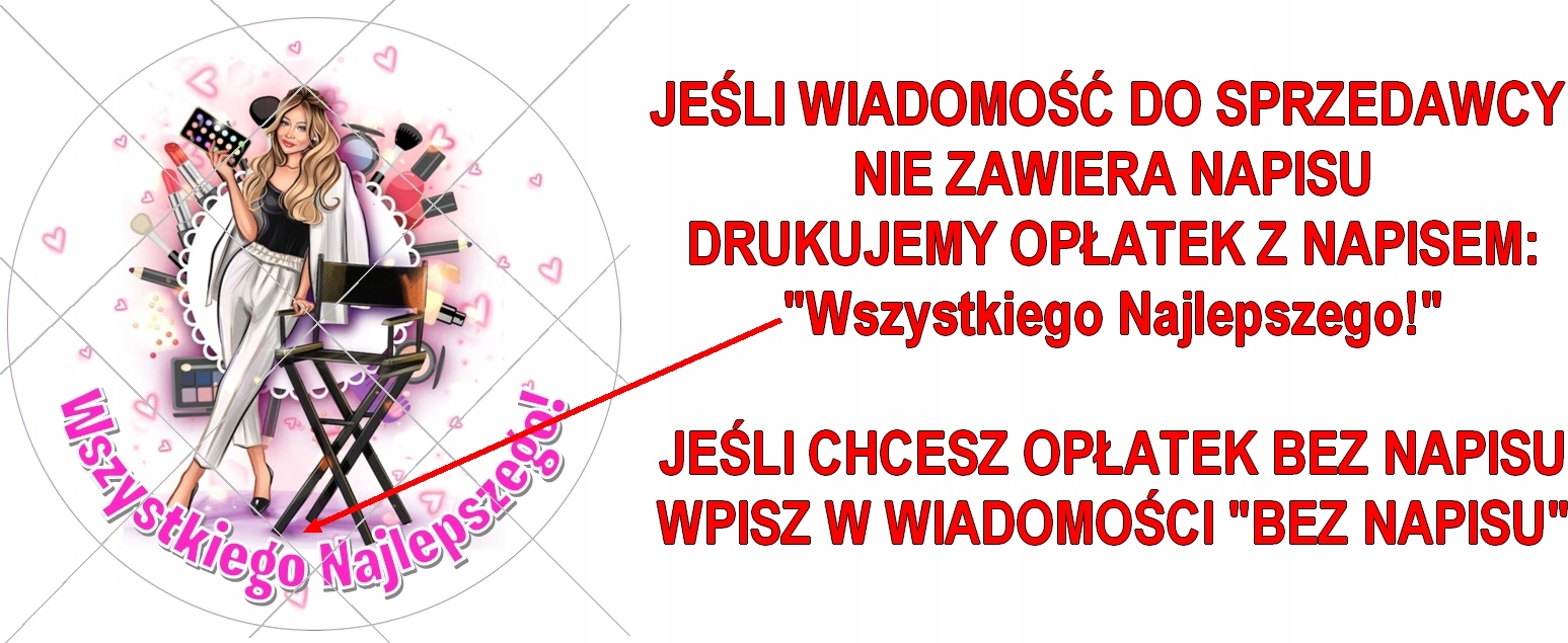 GRUBY OPŁATEK NA TORT FRYZJERKA STYLISTKA KOSMETYCZKA MAKIJAŻ wz5 + NAPIS Marka bez marki