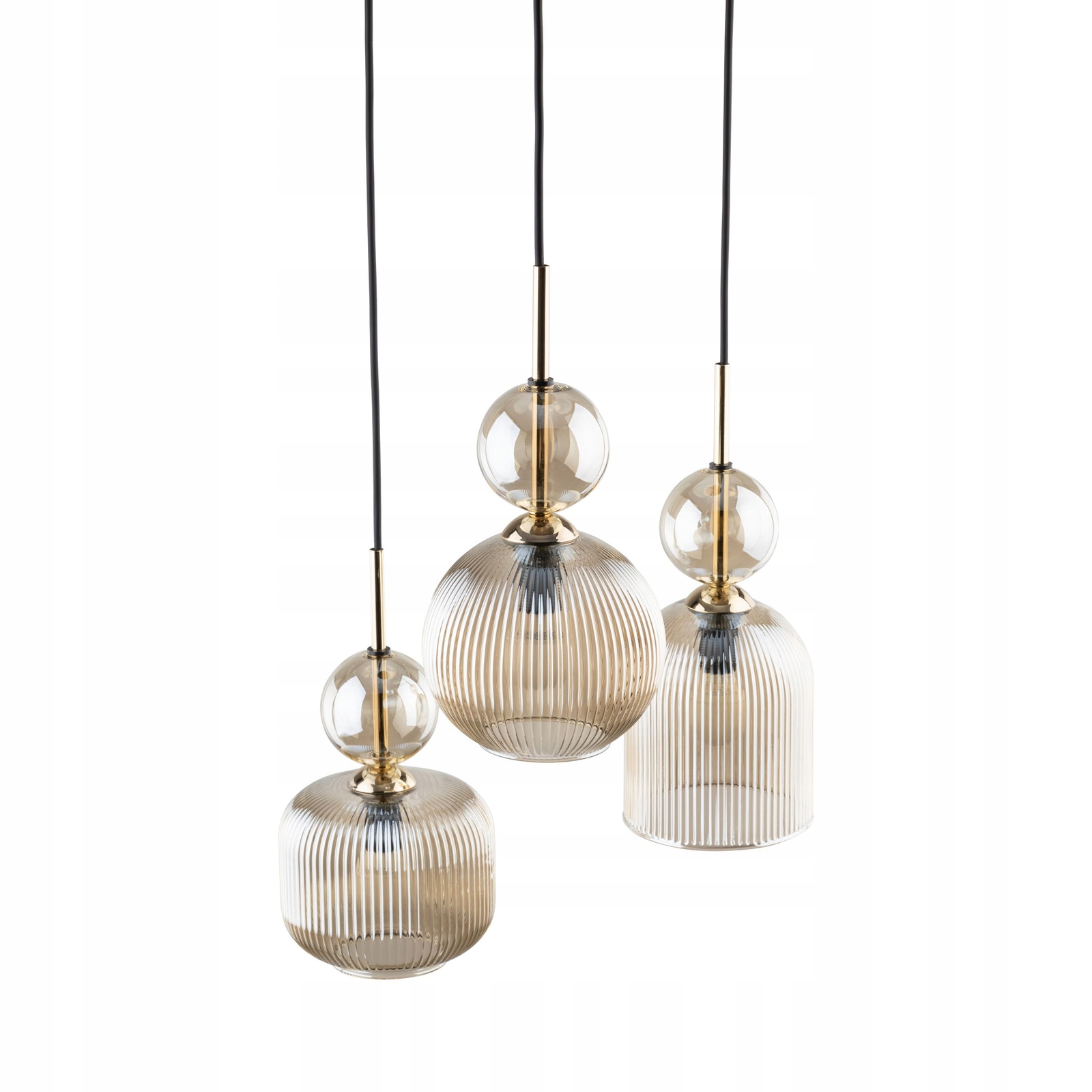 Lampa wisząca żyrandol do sypialni salonu szkło ryflowane Sophia Cognac 3