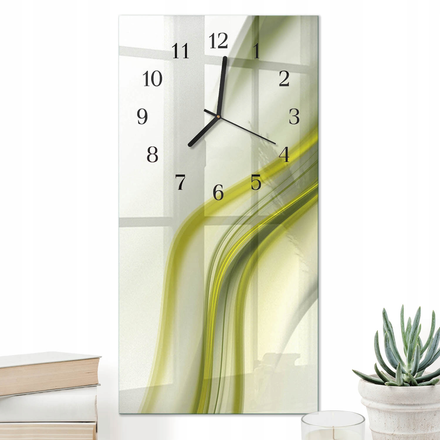 Vertikální hodiny 30x60 cm Skleněné Elegantní na zeď Abstraktní linie