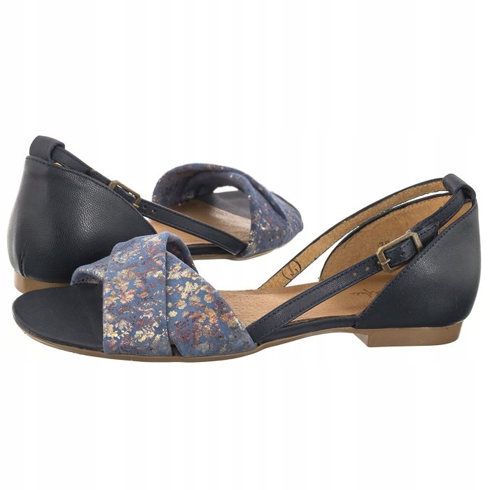 Dámské kožené sandály na léto Maciejka s květinami 04614-43