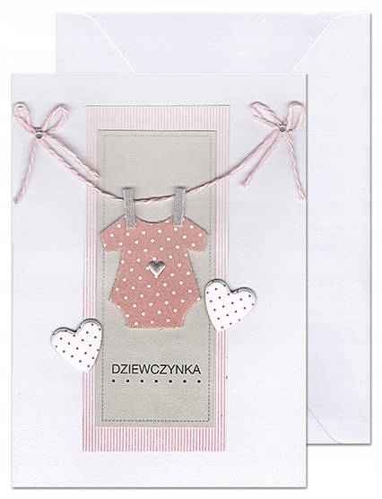 

Kartka Narodziny Dziewczynki Róż Body 12 X 17 CM