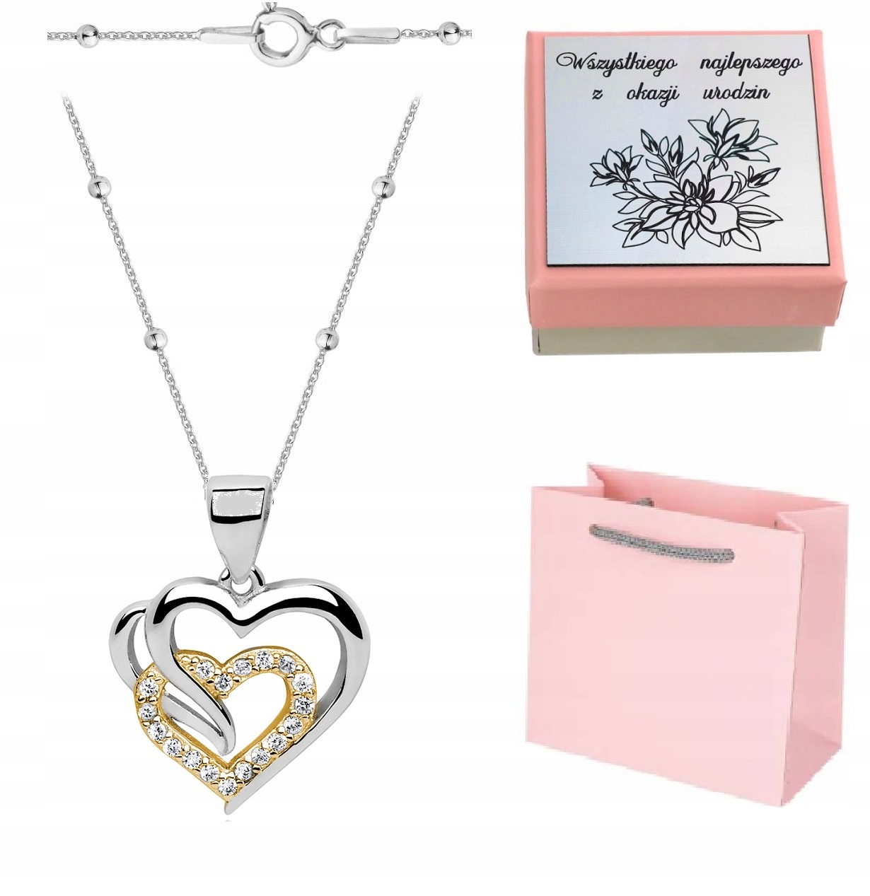 Náhrdelník se stříbrným zlatým srdíčkem Gravírování 925