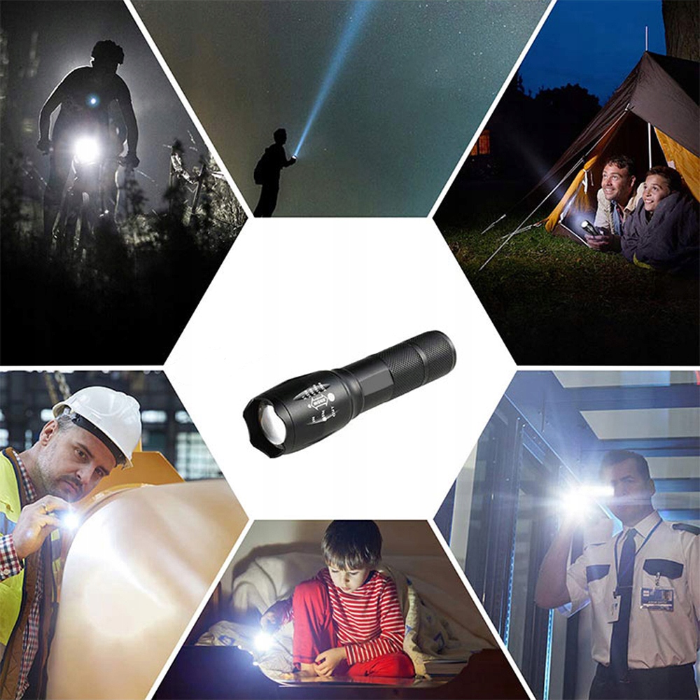 LATARKA LED TAKTYCZNA Z ZOOMEM ALUM USB Powerbank Klasa wodoszczelności IPX 4