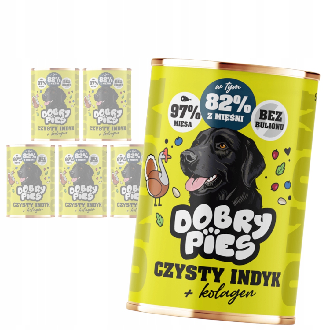 Levně Dobry Pies Mono 6x400g Monoproteinové Vlhké Krmivo pro psy Krůta s kolagenagenem