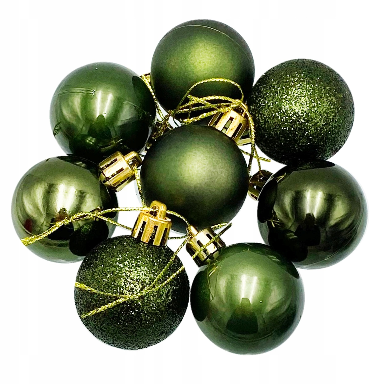 

Bombki Choinkowe Butelkowa Zieleń Zestaw 4cm 8szt