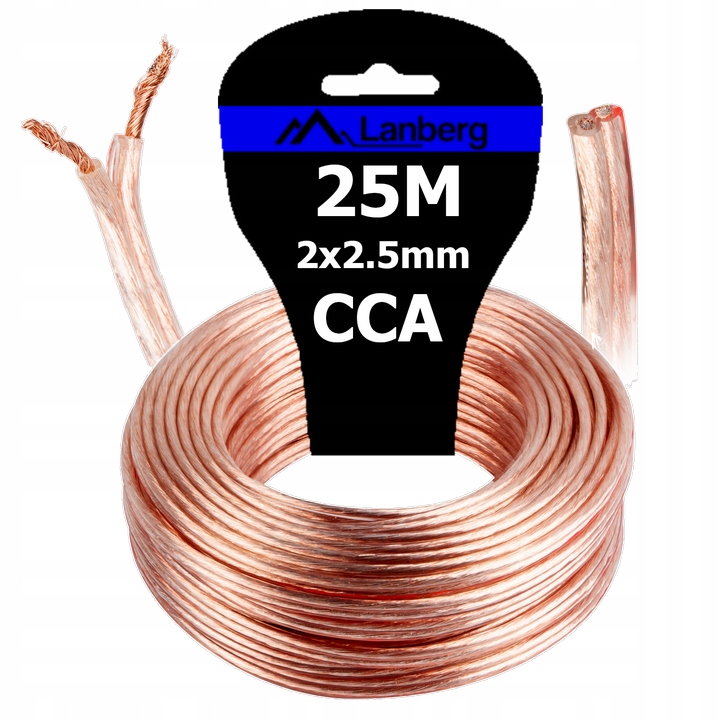 Kabel głośnikowy Lanberg kabel hi-fi car audio CCA HQ CCA 2 x 2,5 mm² 25 m
