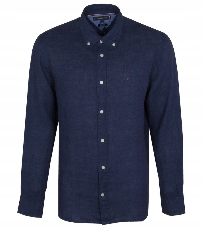 Tommy Hilfiger pánská lněná košile, tmavě modrá, M