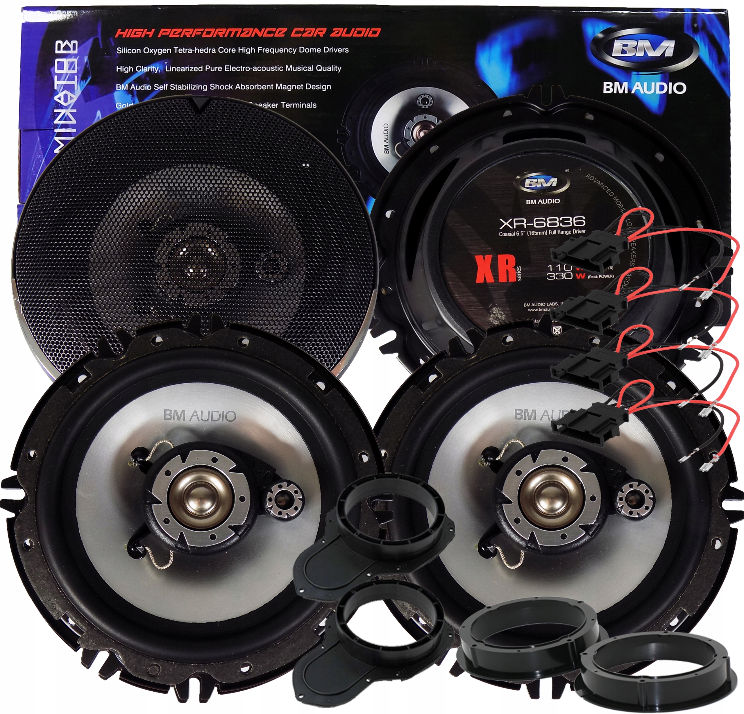 BOSCHMANN GŁOŚNIKI 3-DROŻNE 330 WATT 4 SZT VW PASSAT B6 B7 CC PRZÓD+TYŁ