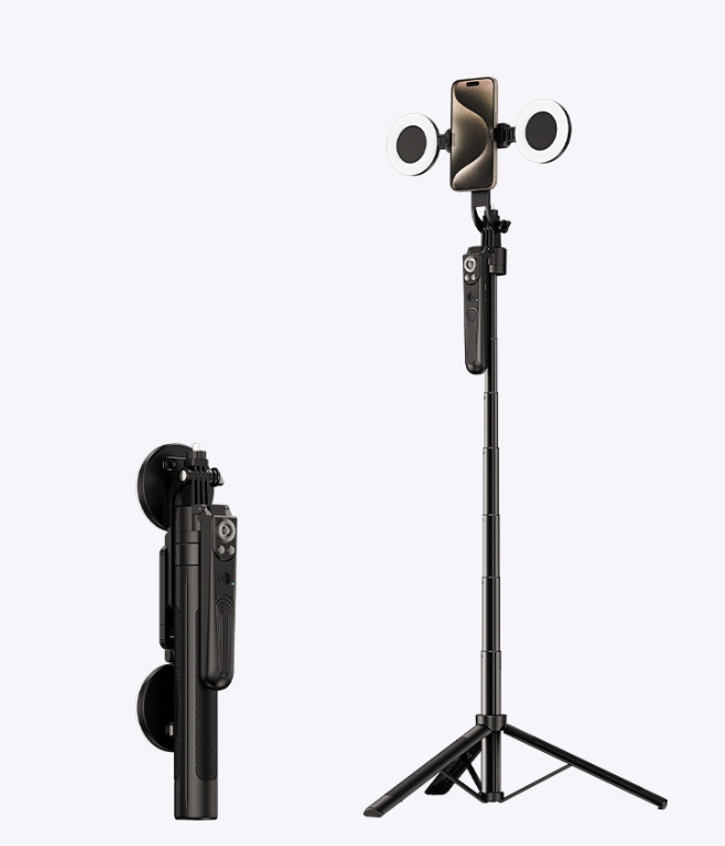 Gimbal pro telefon Smartphone Ai Tracker Led výložník odnímatelný dálkový ovladač Černý