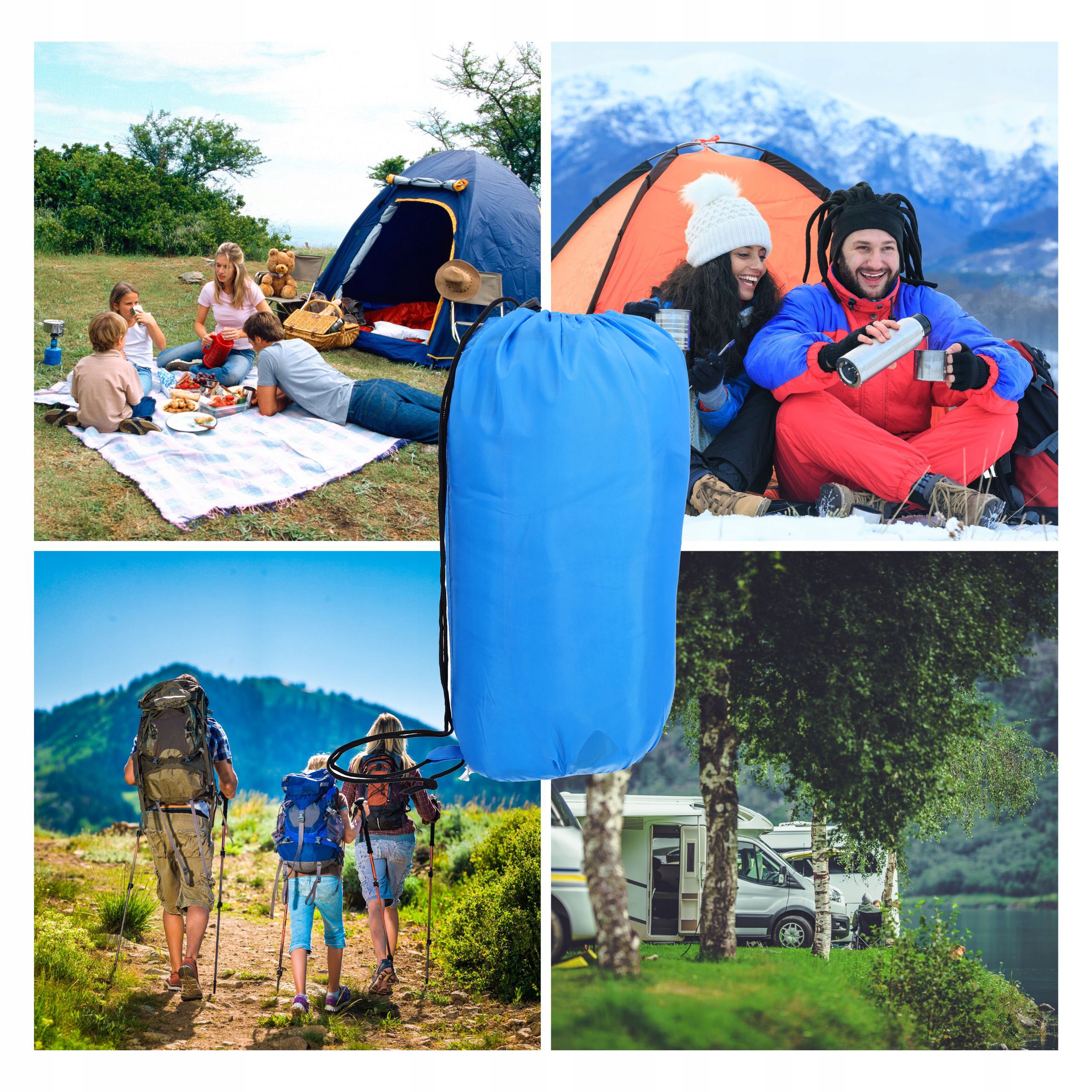 ŚPIWÓR turystyczny mumia kołdra z kapturem lekki ciepły 75x210 cm pokrowiec Kształt mumia