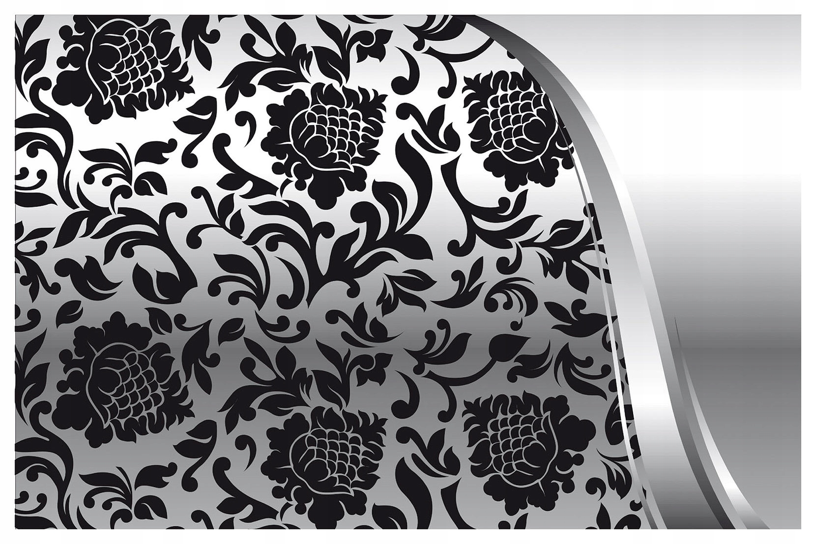 Čierno-strieborné vinylové kvety, štýlová fototapeta 254x184 do obývačky lepidlo