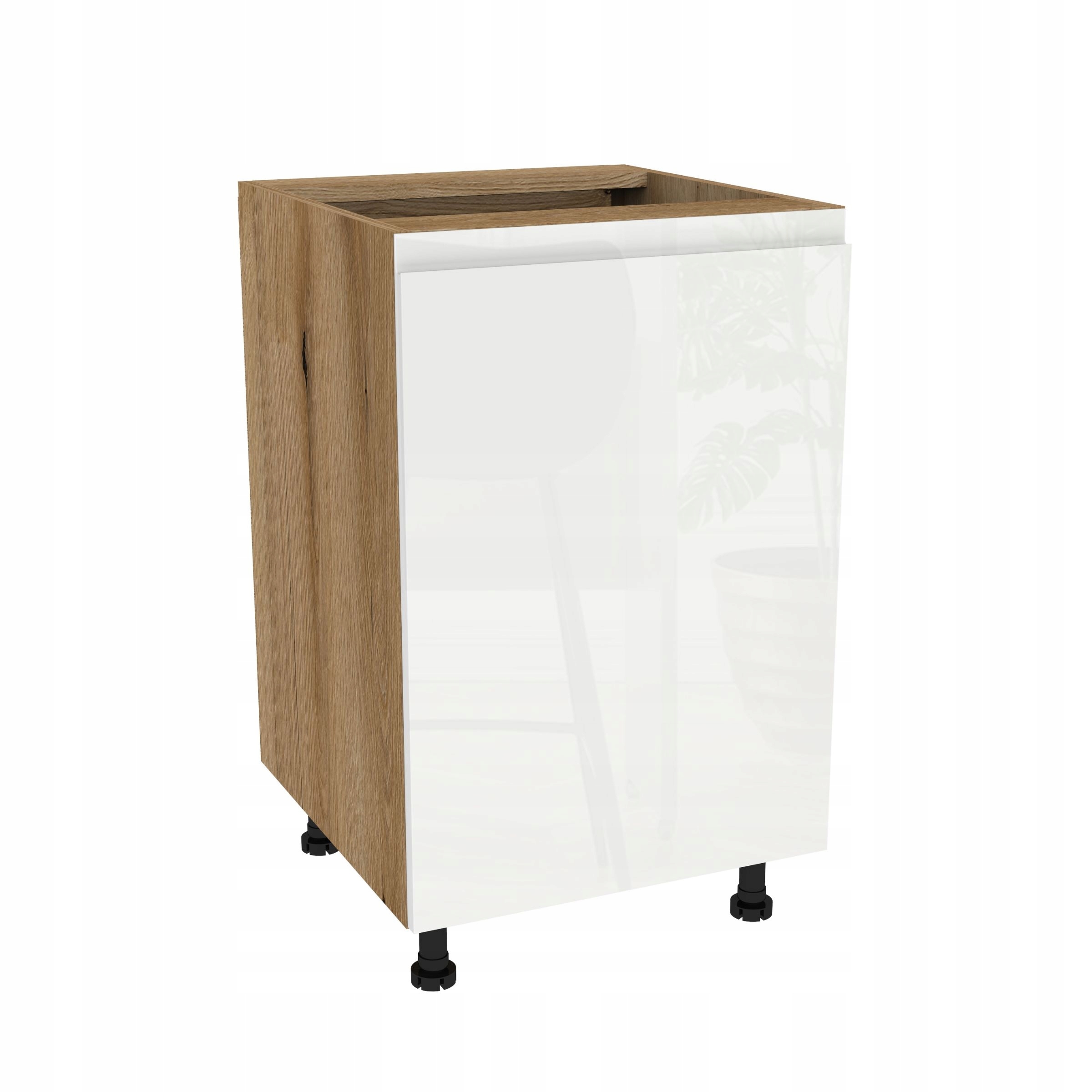 Spodná skrinka 50 Frezo Dub Evoke predná časť Bezúchytková Biela Akryl Lesk