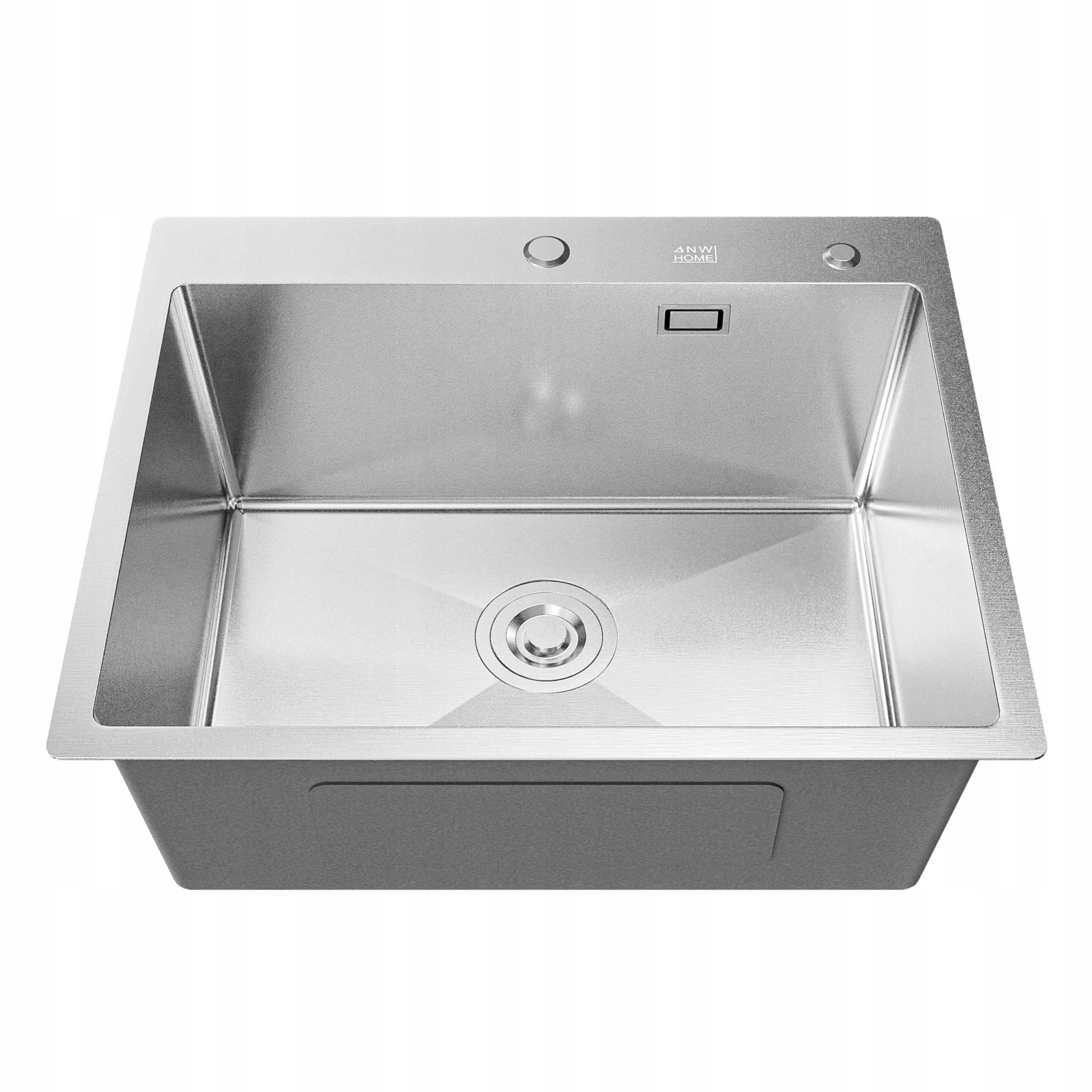 Zlew Stalowy Jednokomorowy Inox 60X50 Z Syfonem, Dozownikiem I Koszykiem