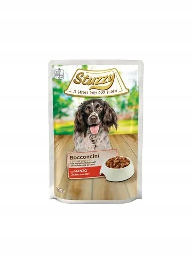 13 x Stuzzy Bocconcini Krmivo Mokré Pro Psa Hovězí Kousky 100 G Sáček