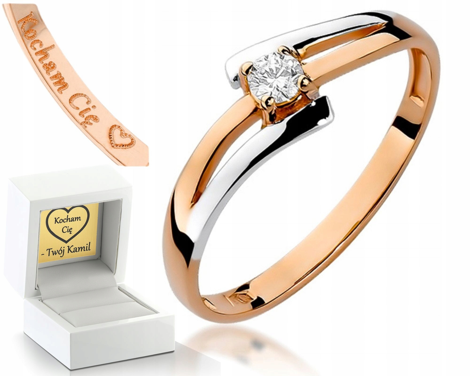 Prstýnek S Briliantem Růžové Zlato Gravírování Bonus Zlato