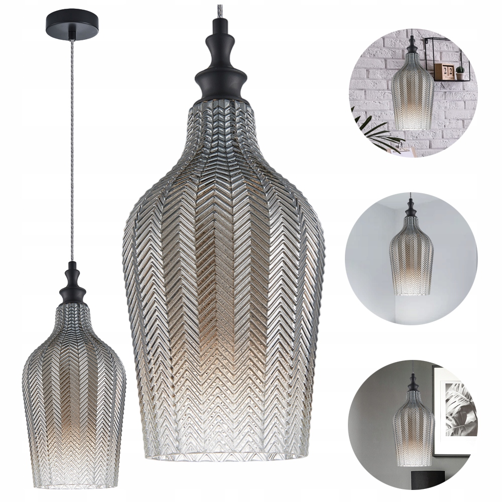 

Lampa Wisząca Sufitowa Szklana Dymiony Szary Klosz