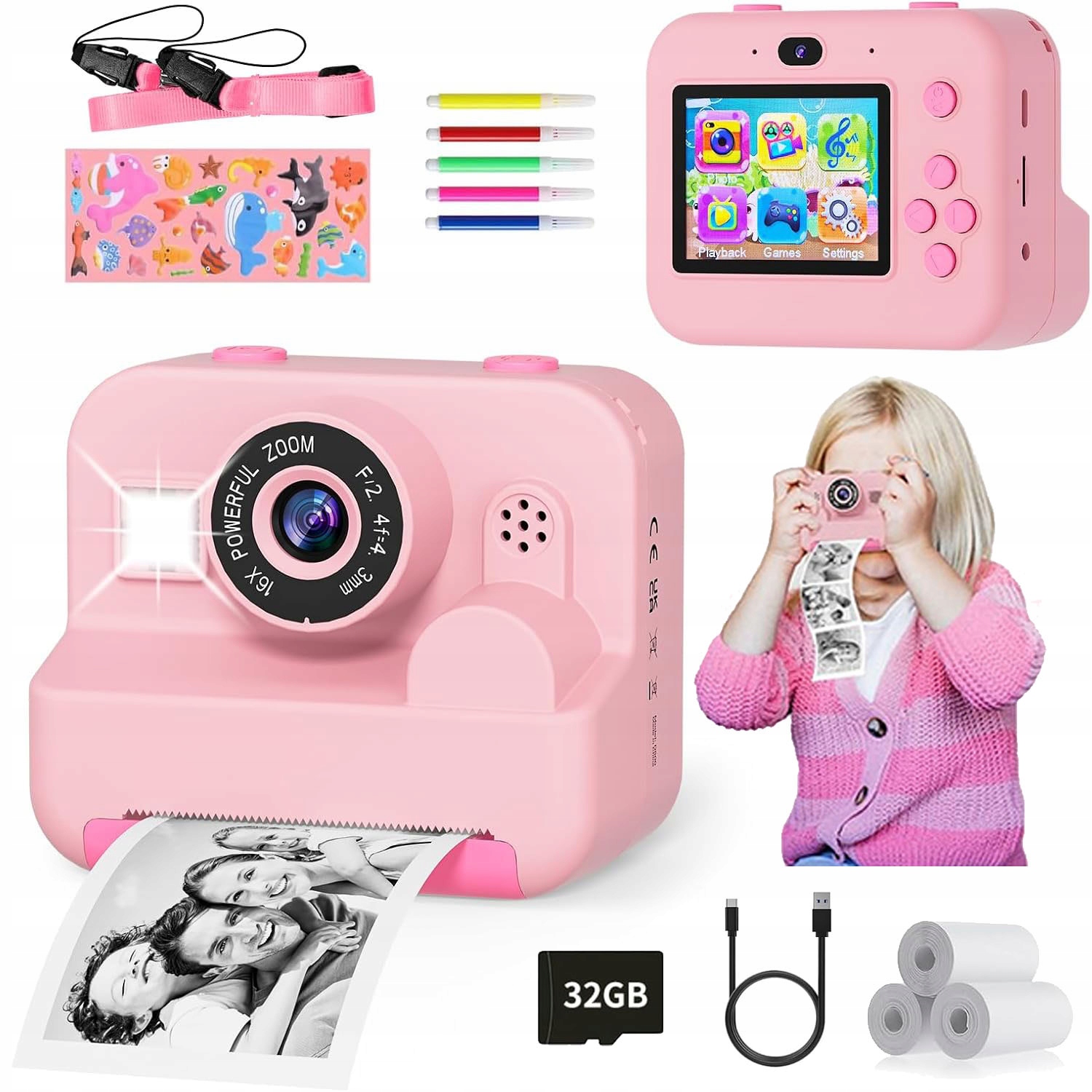 Digitální fotoaparát pro děti Okamžitý fotografický fotoaparát s tiskárnou Náplně