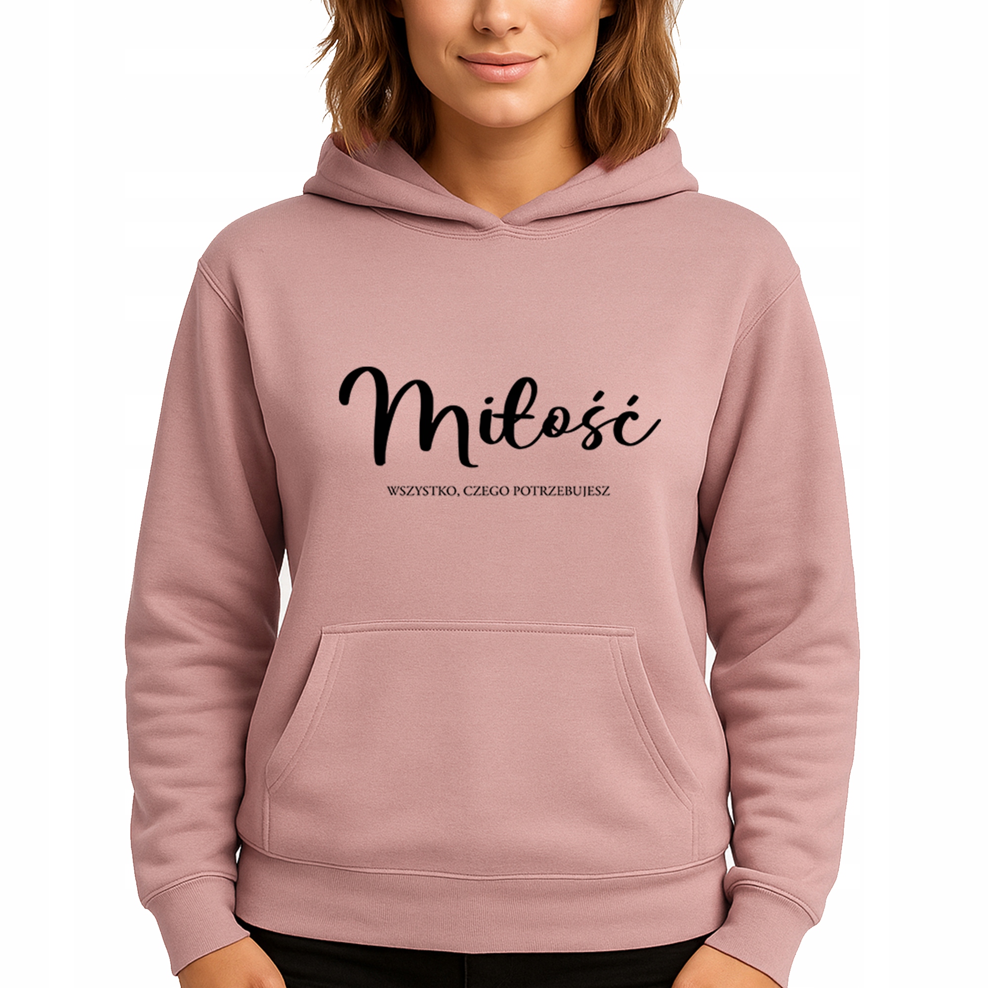 Mikina Růžová Hoodie S Kapucí jako Dárek Pro Ni Láska Velikost S