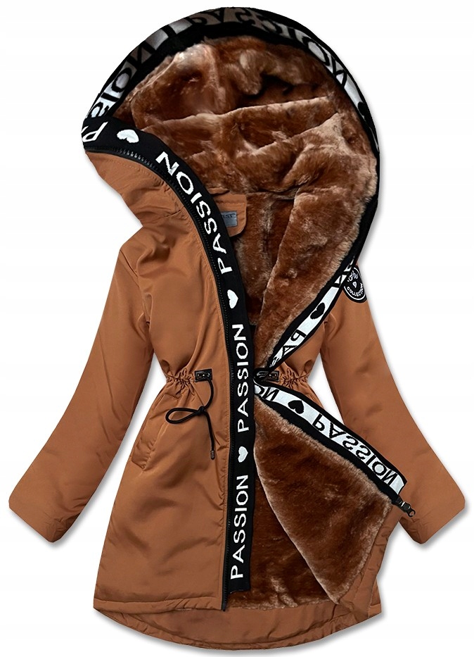 Volná Bunda S Kapucí B8115 Karamel XL (42)