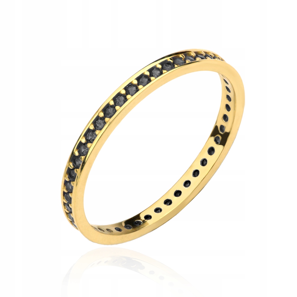 Zlatý prstýnek s černými kameny 585 14k jako dárek 1.04g zirkony