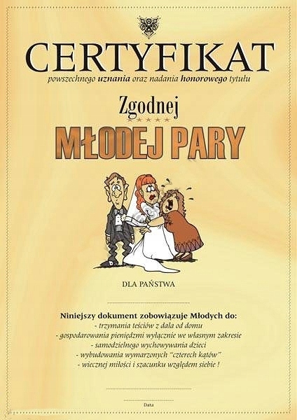 

Certyfikat Dla Młodej Pary Na Ślub