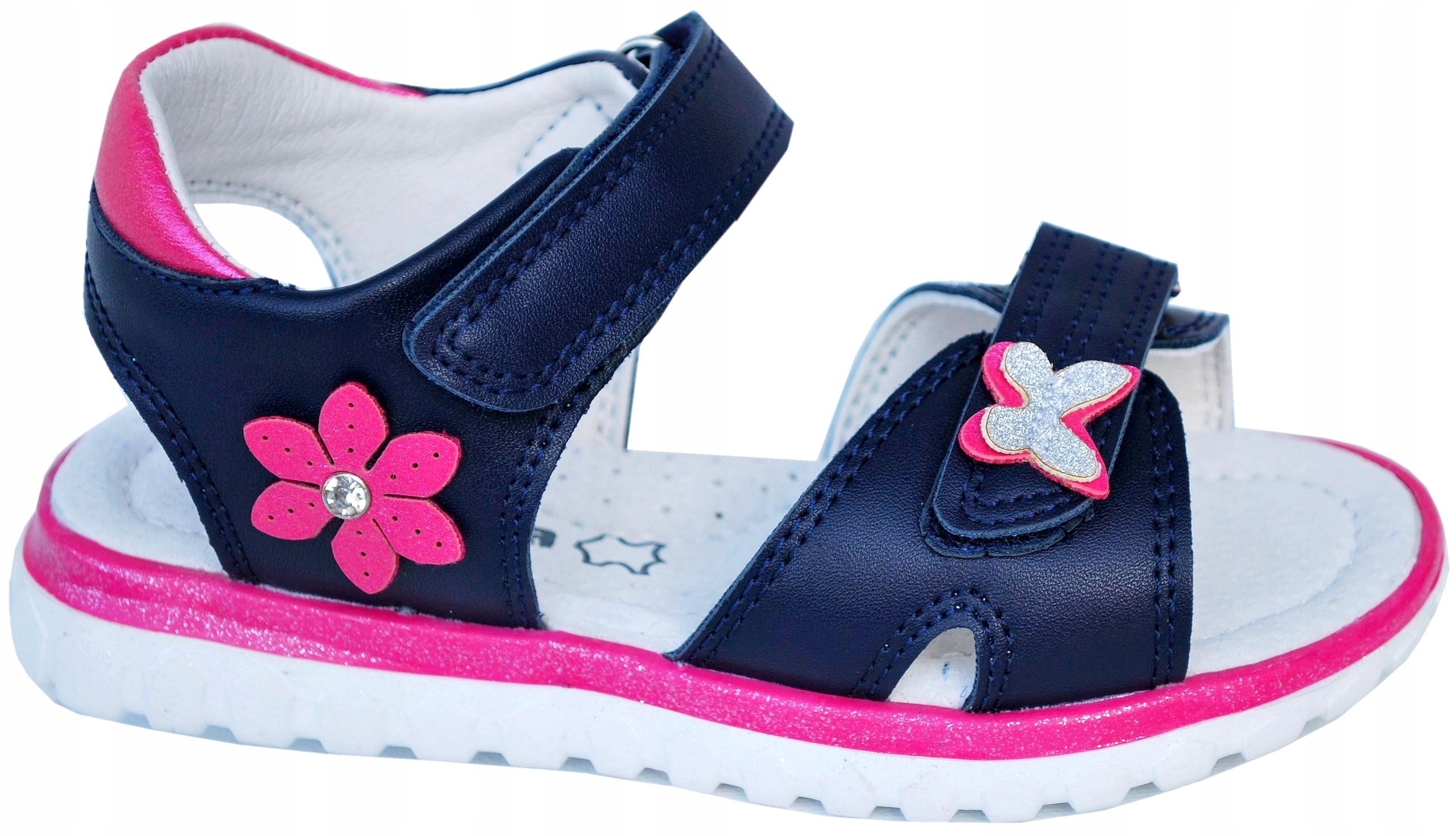 GRANATOWE SANDAŁKI wkł.skóra profil r.28 / 17,7cm