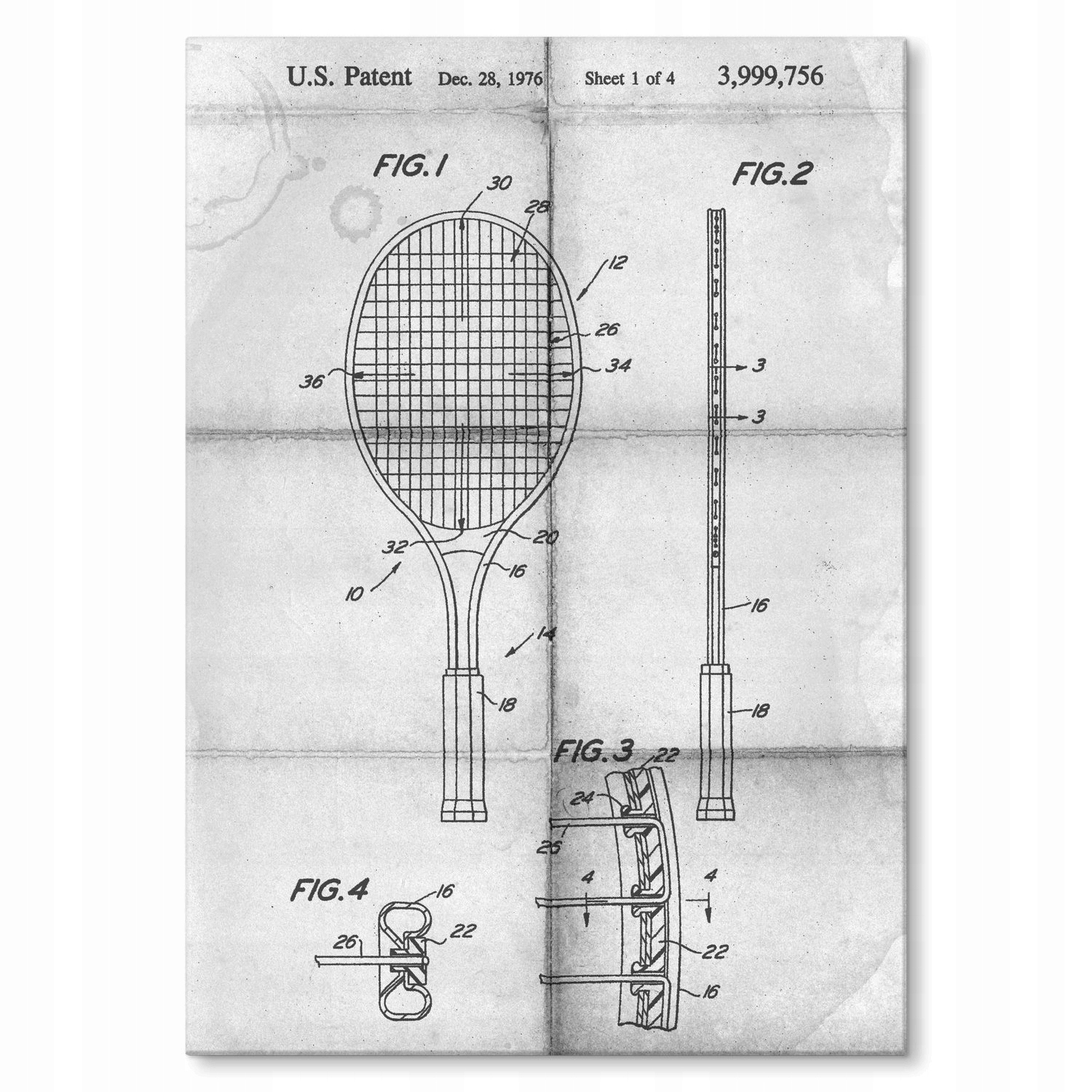Kovová plakát tenisová raketa M