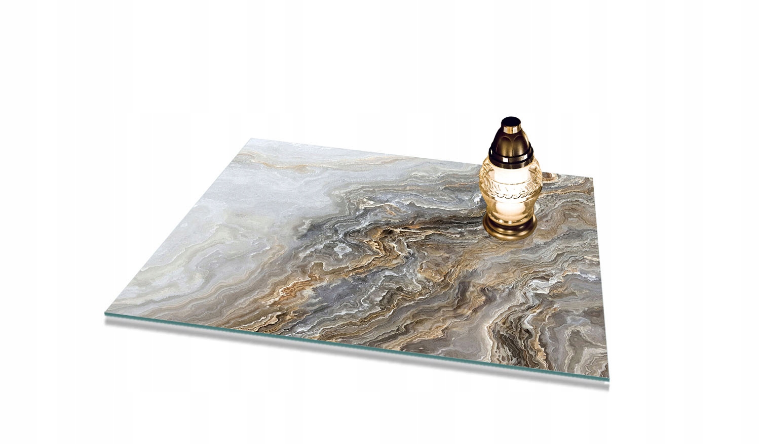 Podstavec pod Znice Tvrzené sklo na hřbitov vzor Mramor 60x52cm