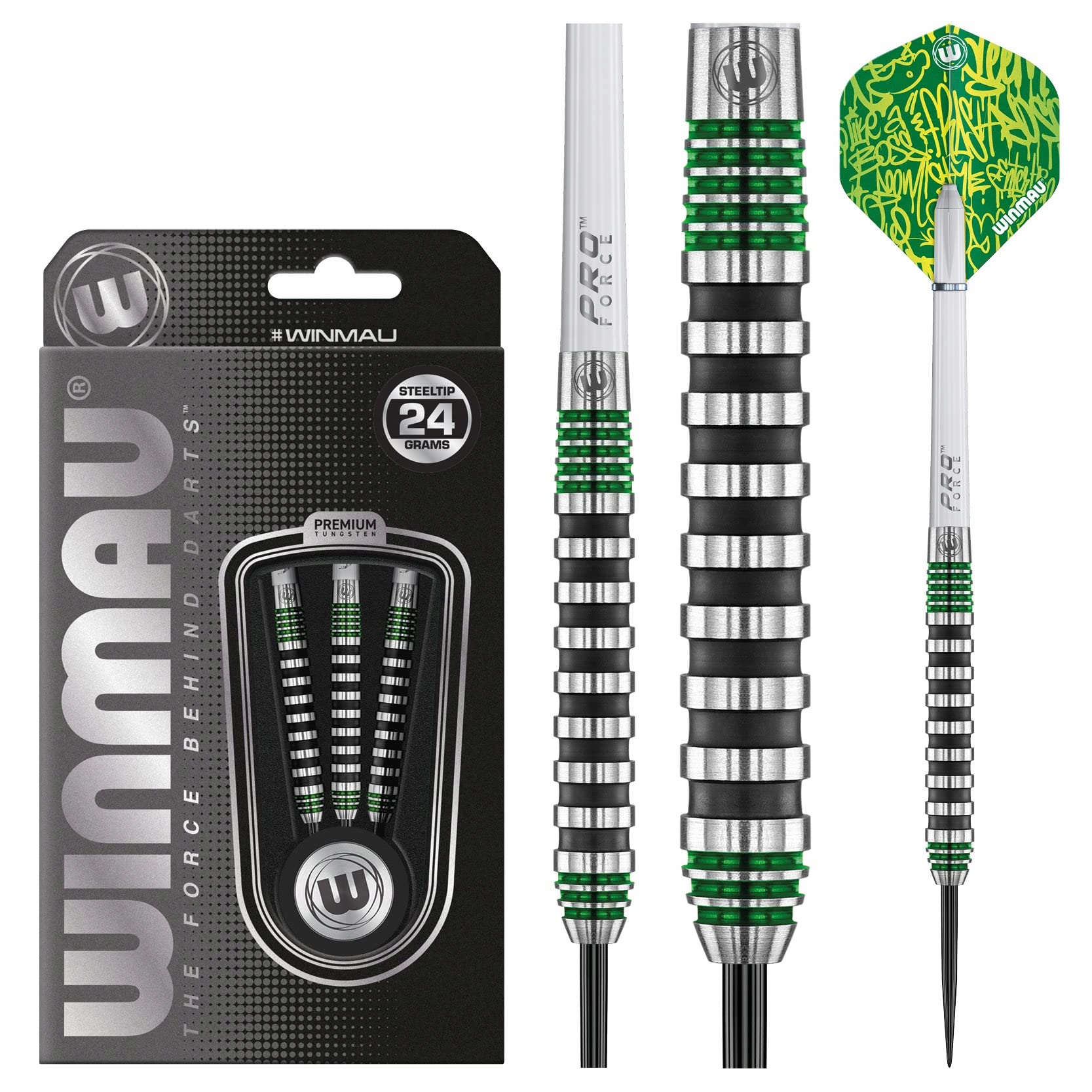 WINMAU Advance 500 Zielone Rzutki 24g Z Dartami i Piórkami — miniatura 11