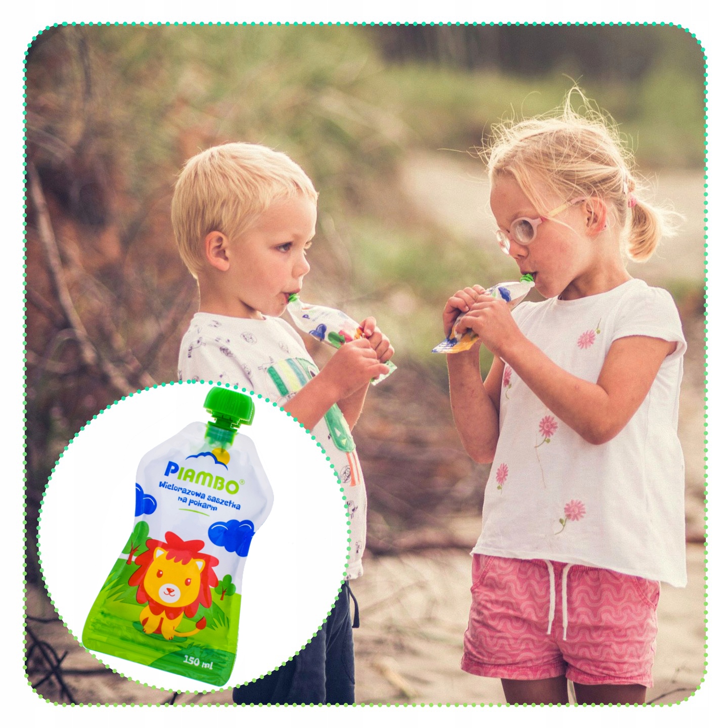 SASZETKA TUBKA WIELORAZOWA NA POKARM MUS Z USTNIKIEM I ZIPEM PIAMBO 150 ML Kod producenta F01L