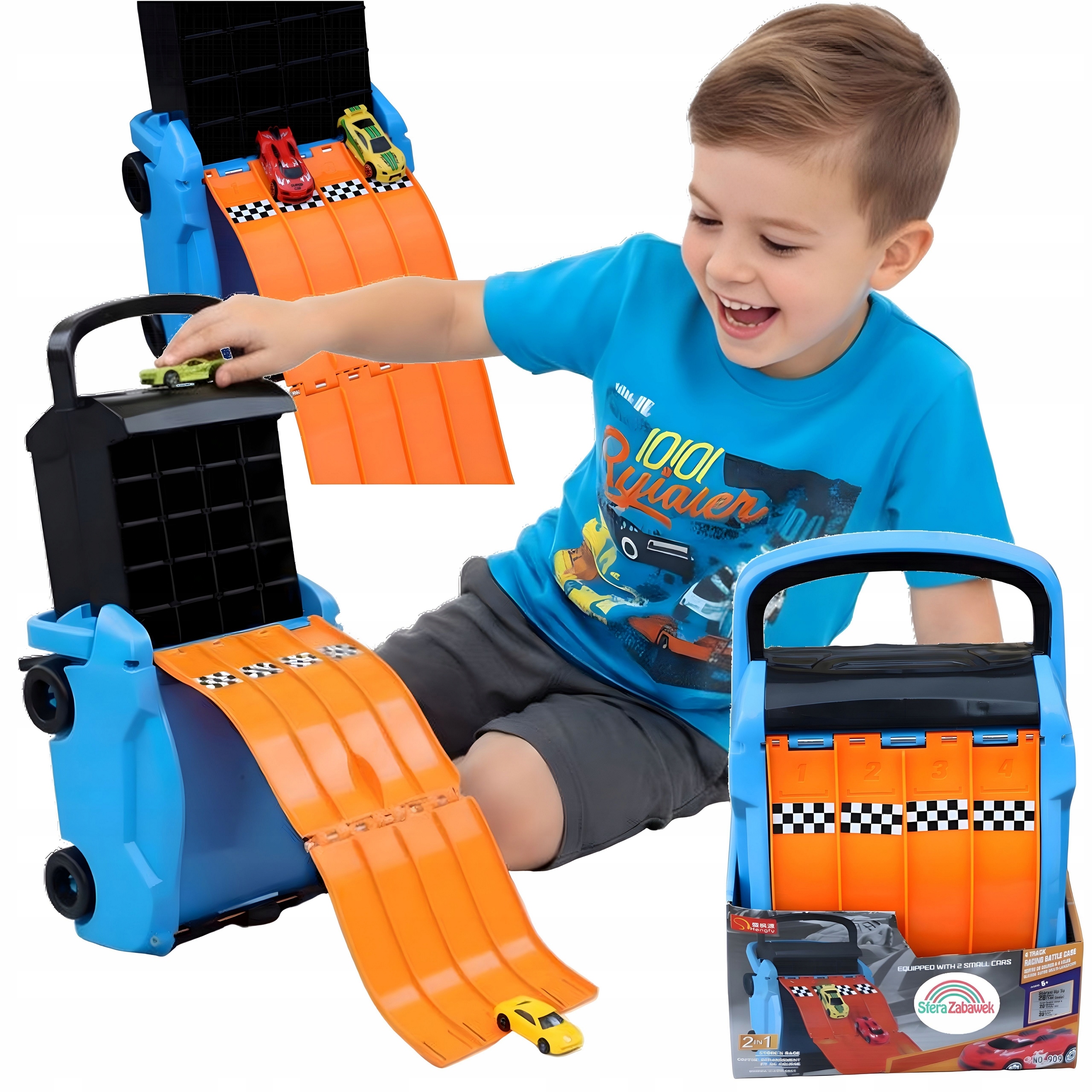 TOR WYŚCIGOWY WALIZKA na Resoraki ZJEŻDŻALNIA 3w1 Garaż Organizer