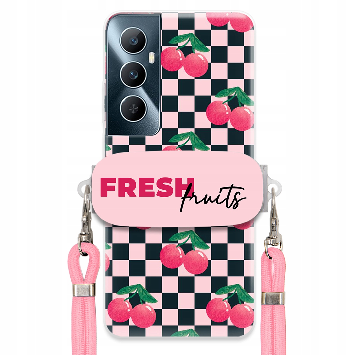 Pouzdro pro Realme C65 4G Růžové vodítko Funkční držák Fresh Fruits Módní
