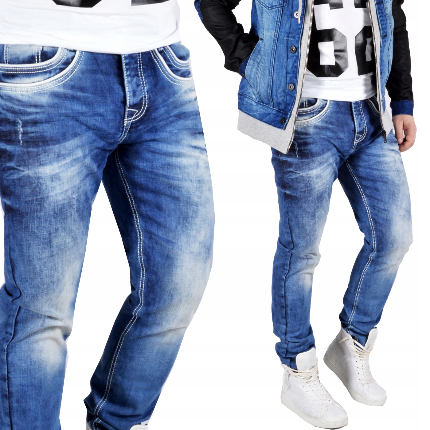 Džíny Džínové kalhoty přetíratelné Cipo Baxx Světle modré